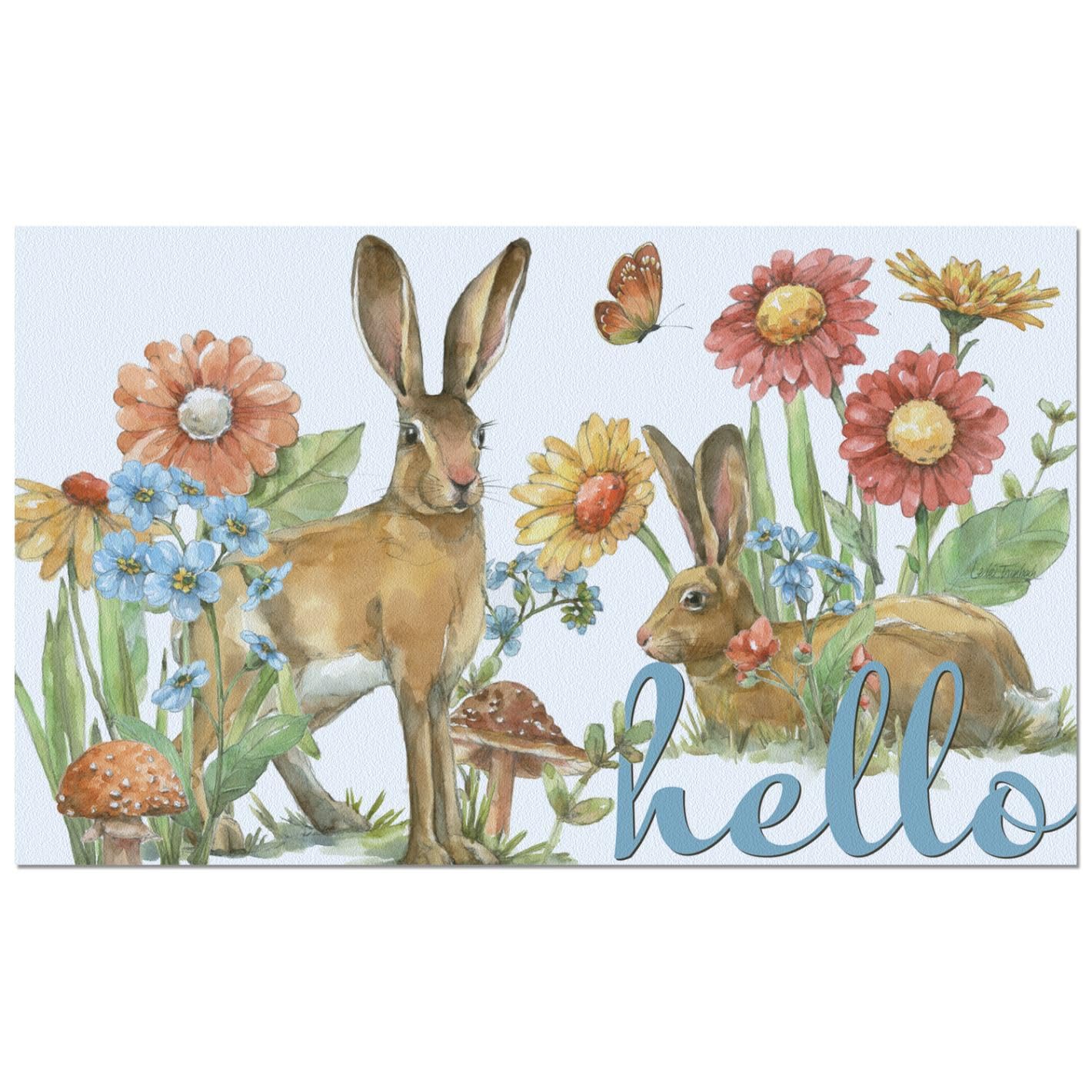 Counterart Garden Bunnies Indoor/Outdoor Entryway Floor Mat Manufactured in the USA 29.5" by 17.75"