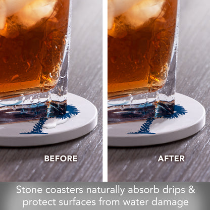 Thirstystone Palmetto Blue 4 Pack Round Absorbent Stone Coasters 4" Diameter
