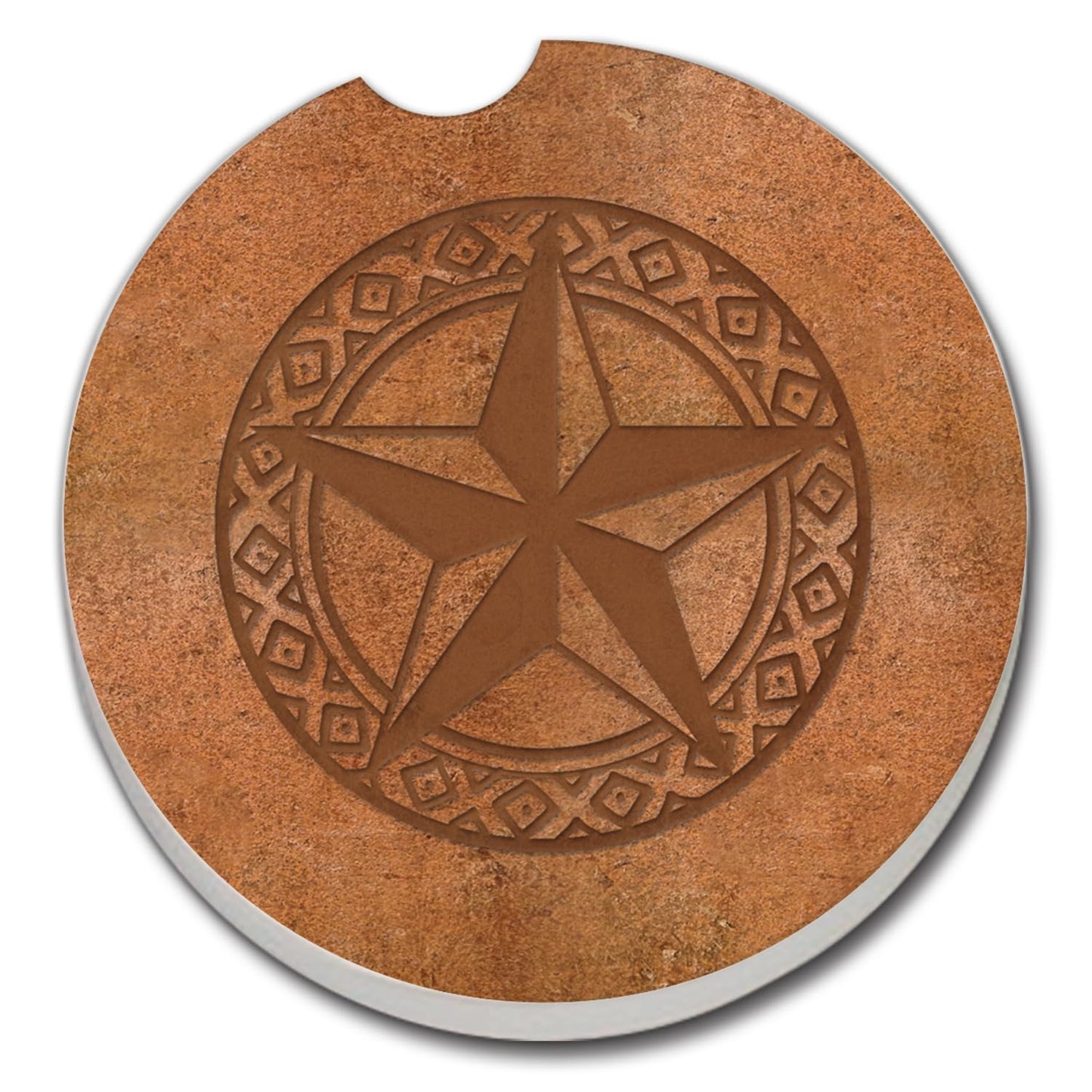 Thirstystone Leather Lonestar Single Absorbent Stone Coaster for Vehicle Cup Holder 2.6” Diameter Manufactured in The USA