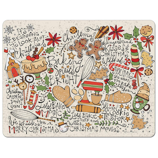 Cut N' Funnel Christmas Toss Designer Flexible Plastic Cutting Board Mat 15" x 11.5", Made in the USA, Decorative, Flexible, Easy to Clean