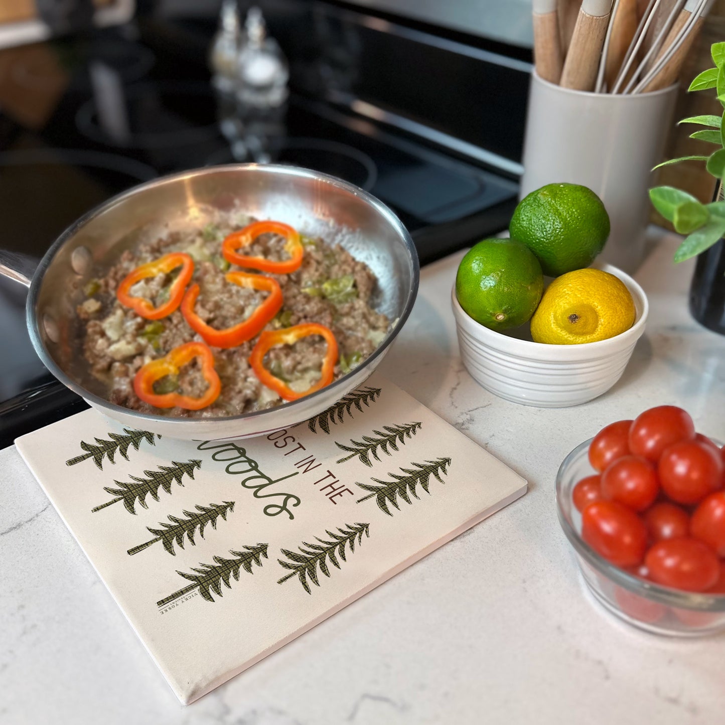 Thirstystone Get Lost Decorative Heat Tolerant Stone Trivet with Non-Skid Cork Backing 8” Square