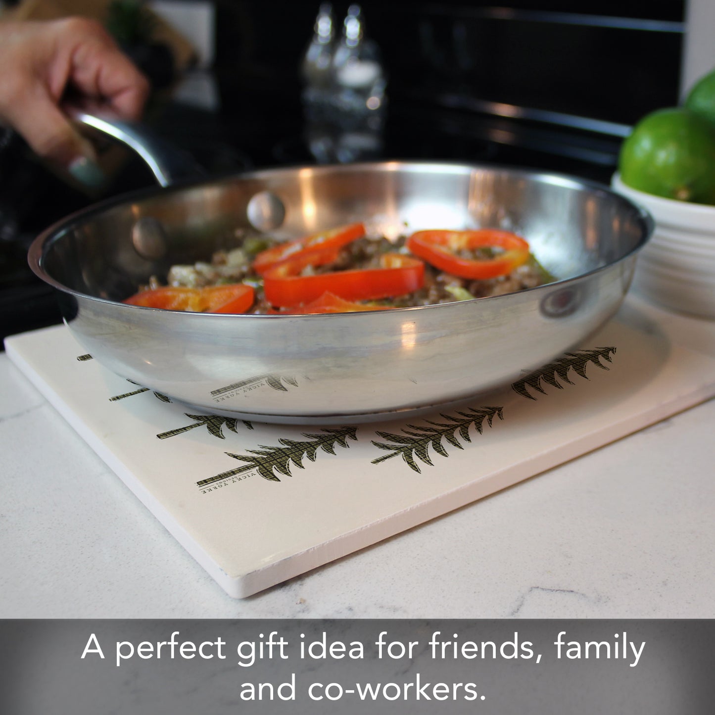 Thirstystone Get Lost Decorative Heat Tolerant Stone Trivet with Non-Skid Cork Backing 8” Square