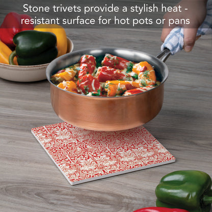 Thirstystone Brother Rabbit Decorative Heat Tolerant Stone Trivet with Non-Skid Cork Backing 8” Square Artistic, Durable, Easily Wipes Clean