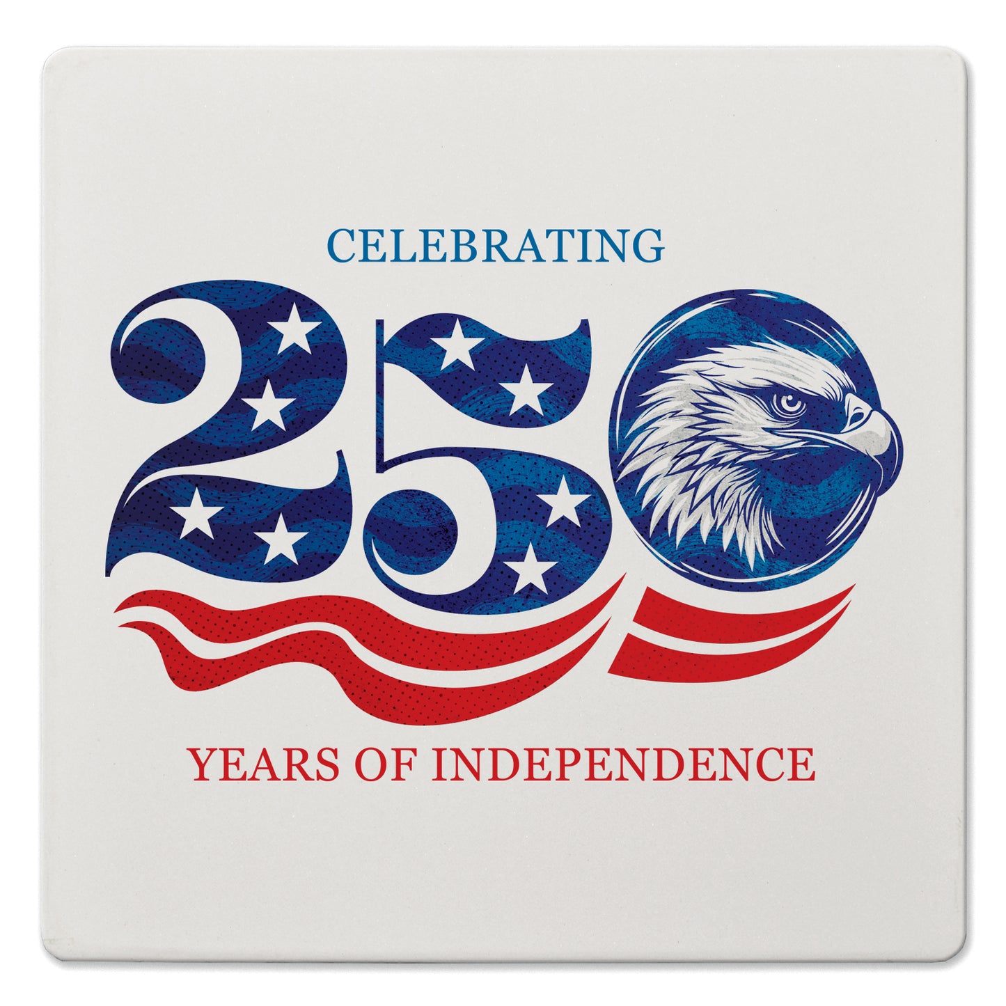 Thirstystone Celebrate 250 Years Decorative Heat Tolerant Stone Trivet with Non-Skid Cork Backing 8” Square