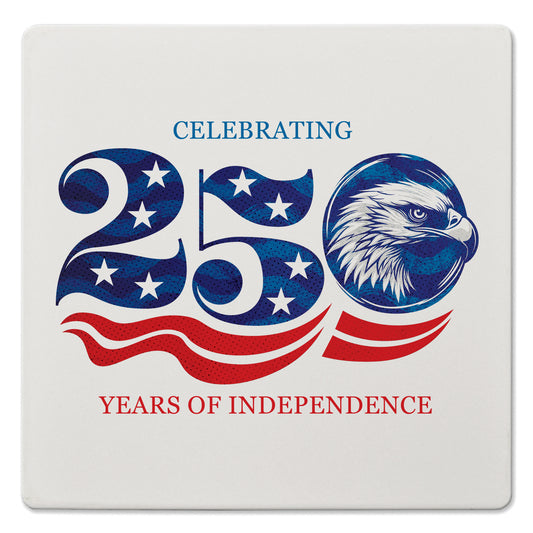 Thirstystone Celebrate 250 Years Decorative Heat Tolerant Stone Trivet with Non-Skid Cork Backing 8” Square