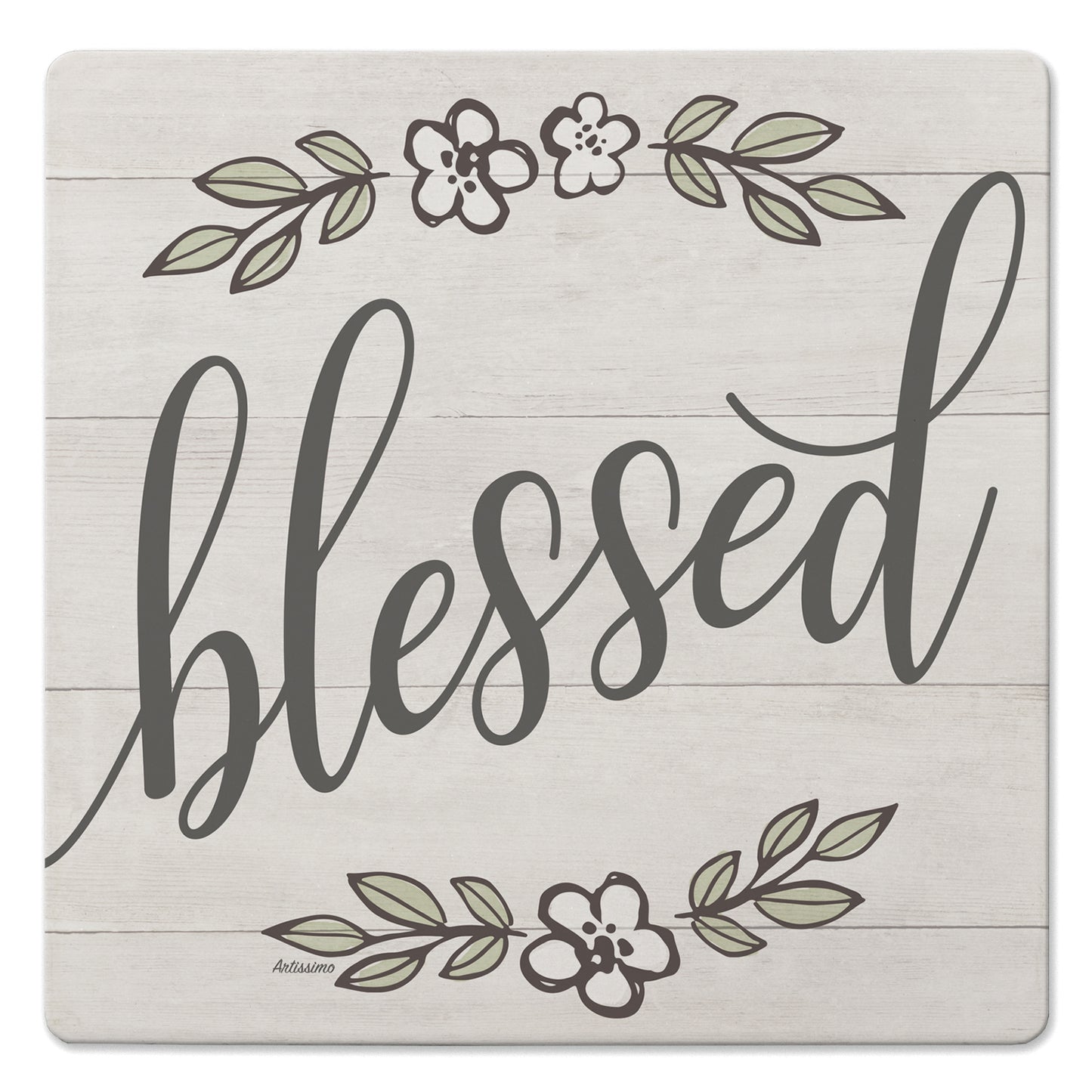 Thirstystone Blessed Delight Decorative Heat Tolerant Stone Trivet with Non-Skid Cork Backing 8” Square