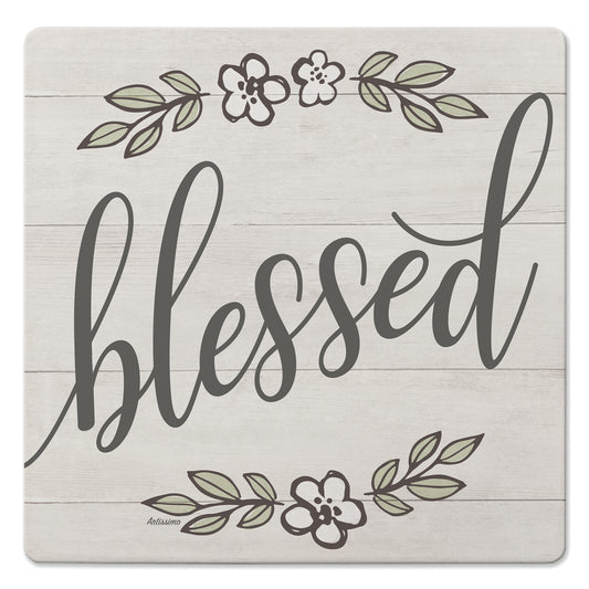 Thirstystone Blessed Delight Decorative Heat Tolerant Stone Trivet with Non-Skid Cork Backing 8” Square