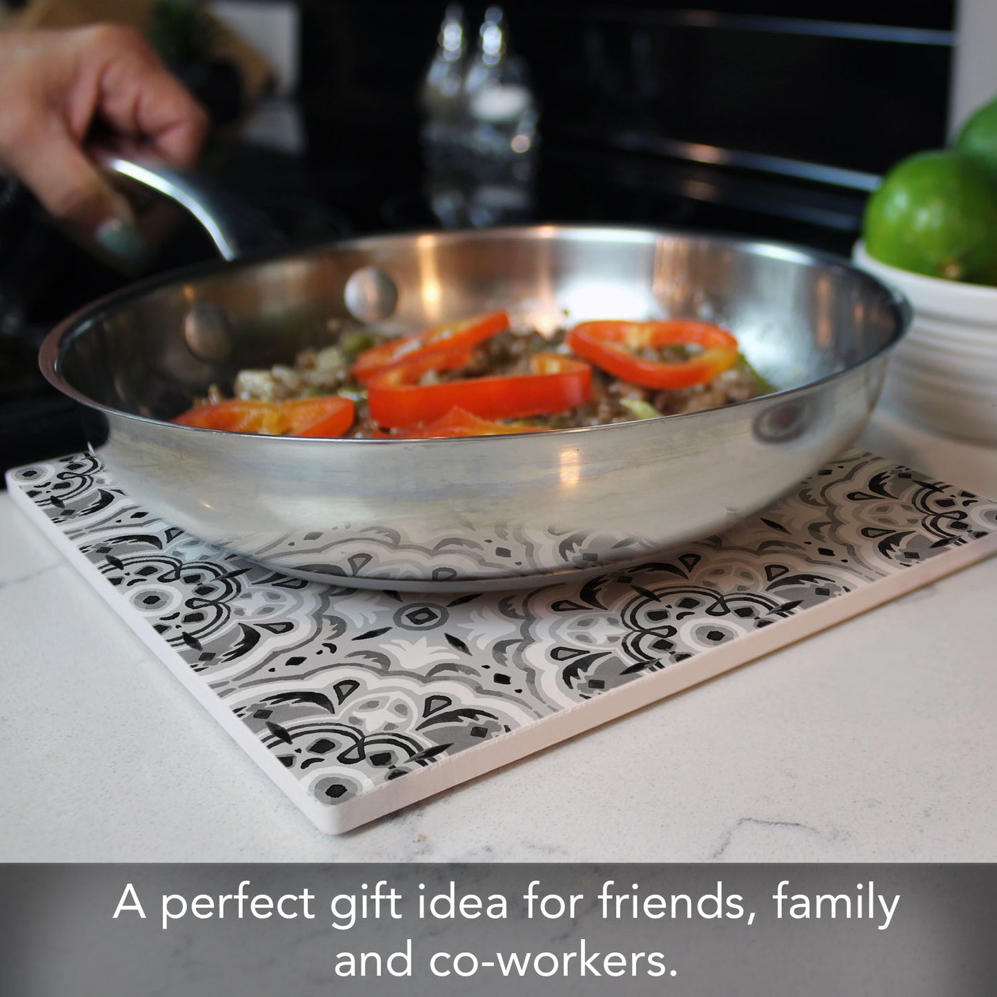 Thirstystone Tile Sketch Decorative Heat Tolerant Stone Trivet with Non-Skid Cork Backing 8” Square