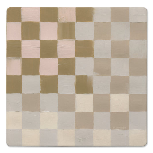 Thirstystone Millenial Checkers Decorative Heat Tolerant Stone Trivet with Non-Skid Cork Backing 8” Square