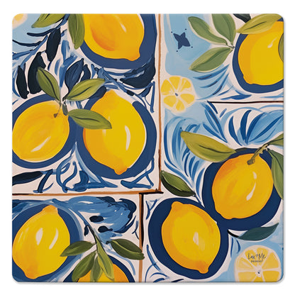 Thirstystone Cucina Al Limone Decorative Heat Tolerant Stone Trivet with Non-Skid Cork Backing 8” Square