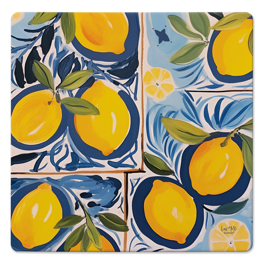 Thirstystone Cucina Al Limone Decorative Heat Tolerant Stone Trivet with Non-Skid Cork Backing 8” Square