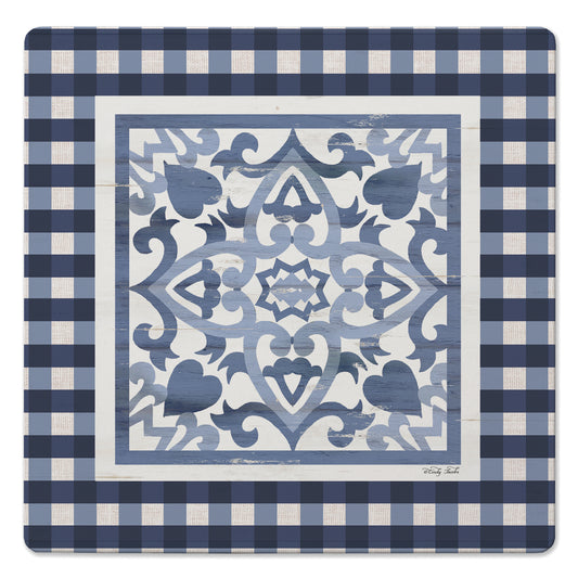 Thirstystone Blue Ivey Decorative Heat Tolerant Stone Trivet with Non-Skid Cork Backing 8” Square