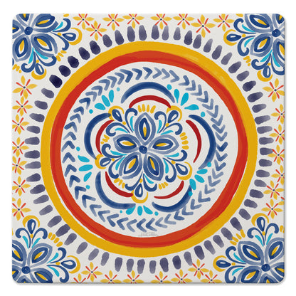 Thirstystone Spanish Tile Design Decorative Heat Tolerant Stone Trivet with Non-Skid Cork Backing 8” Square