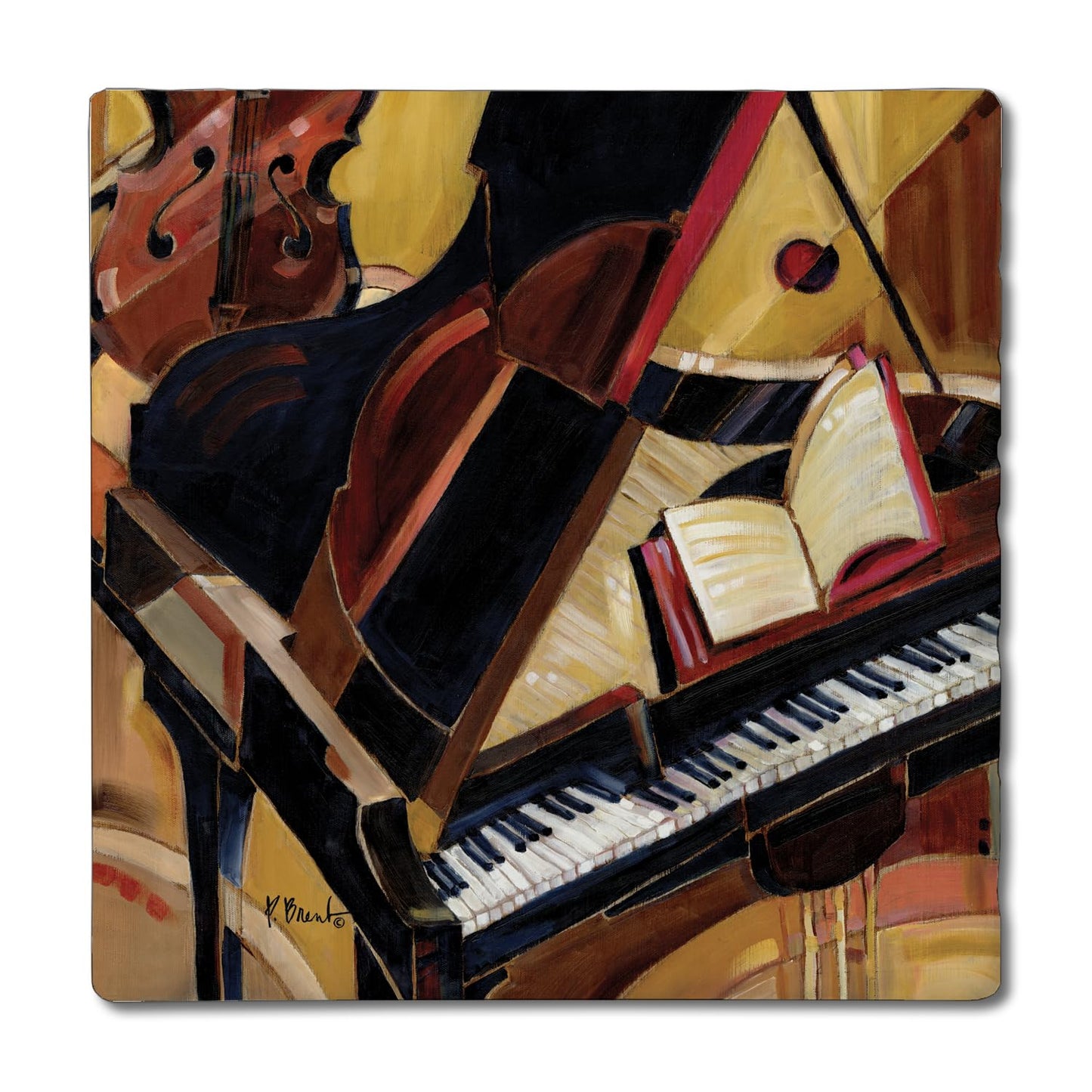 Thirstystone Abstract Piano 4-Pack Tumbled Tile Stone Coasters 4" Square Manufactured in the USA