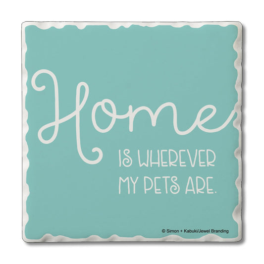 Thirstystone My Pets Single Tumbled Tile Stone Coaster with Protective Cork Backing Manufactured in The USA 4" Square, Artistic, Easily Wipes Clean