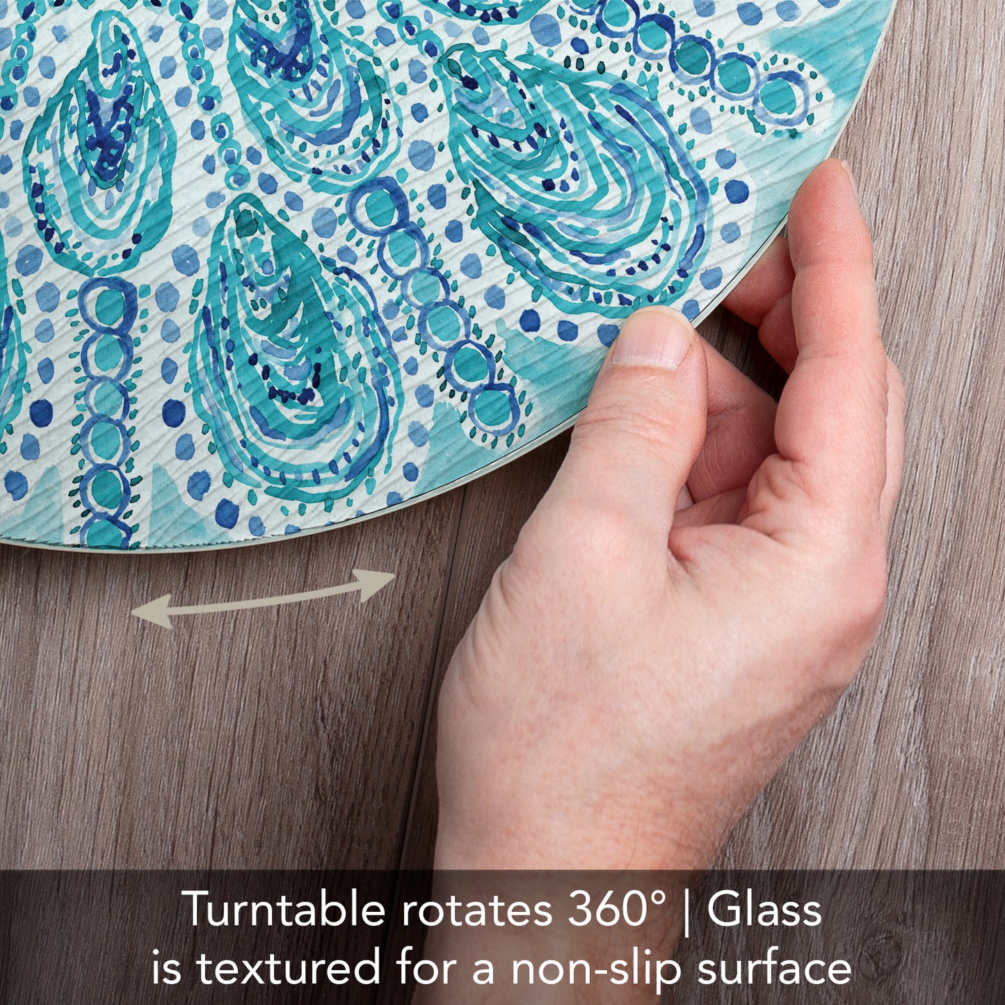 CounterArt Ocean Fantasy 4mm Tempered Glass Lazy Susan Turntable 13" Diameter