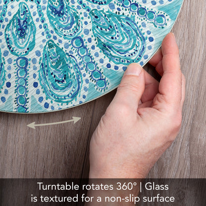 CounterArt Ocean Fantasy 4mm Tempered Glass Lazy Susan Turntable 13" Diameter