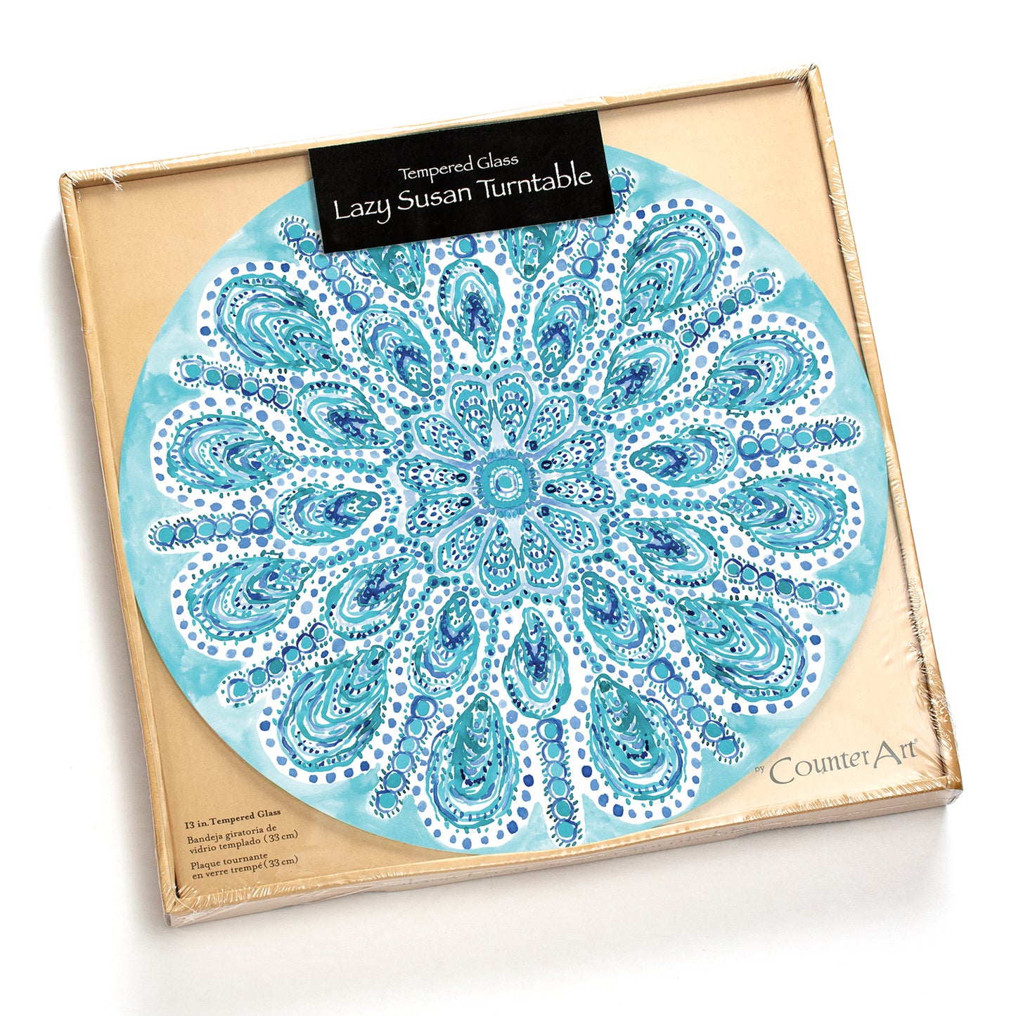CounterArt Ocean Fantasy 4mm Tempered Glass Lazy Susan Turntable 13" Diameter