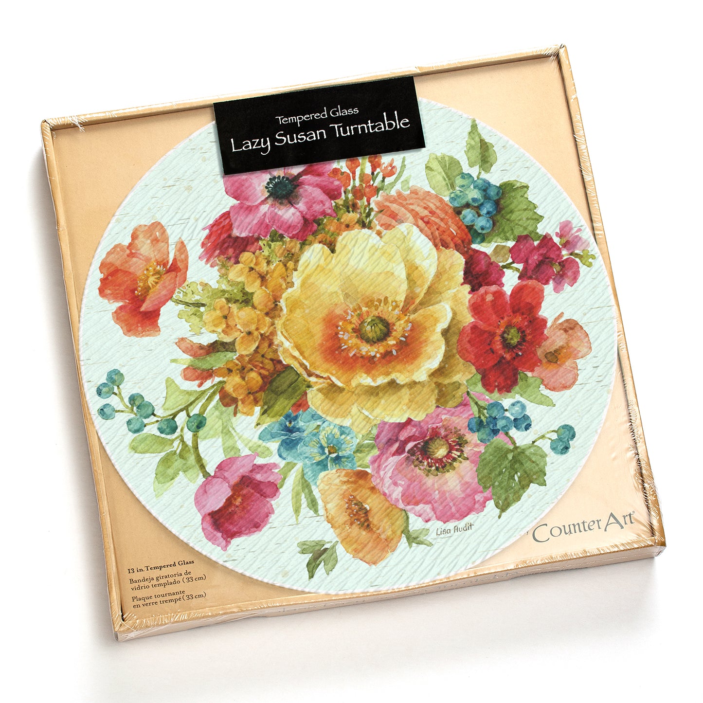 CounterArt Country Fresh 4mm Tempered Glass Lazy Susan Turntable 13" Diameter