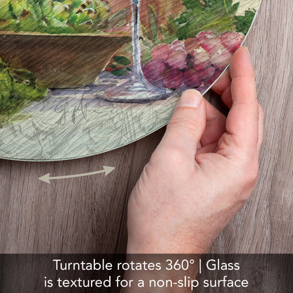 Counterart Rustic Wine 4mm Tempered Glass Lazy Susan Turntable 13" Diameter