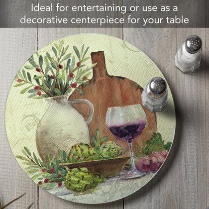 Counterart Rustic Wine 4mm Tempered Glass Lazy Susan Turntable 13" Diameter