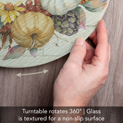 Counterart Pumpkin Time 4mm Tempered Glass Lazy Susan Turntable 13" Diameter
