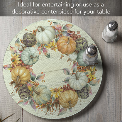 Counterart Pumpkin Time 4mm Tempered Glass Lazy Susan Turntable 13" Diameter