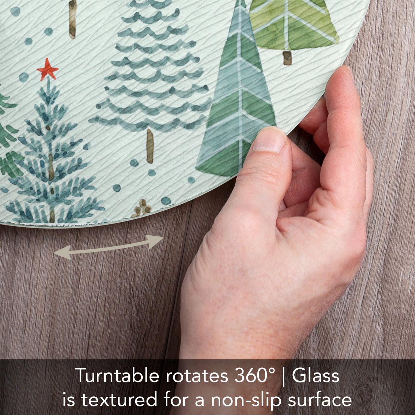 CounterArt Jolly Trees 4mm Tempered Glass Lazy Susan Turntable 13" Diameter