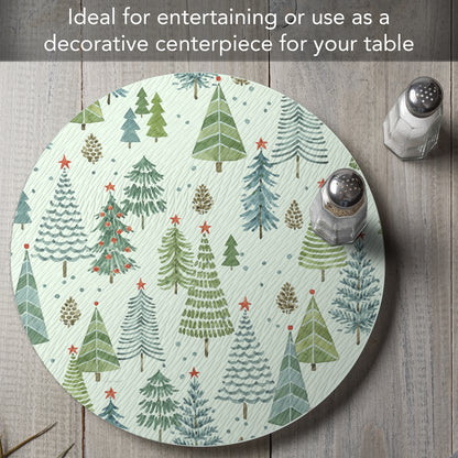 CounterArt Jolly Trees 4mm Tempered Glass Lazy Susan Turntable 13" Diameter
