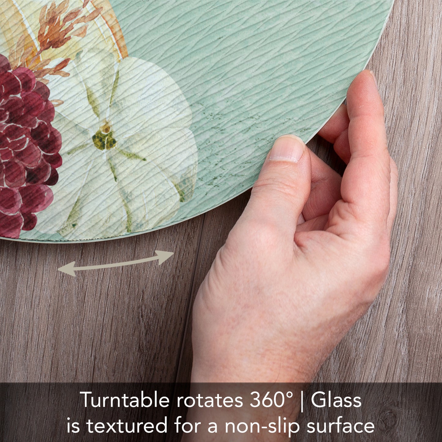 Counterart Grateful 4mm Tempered Glass Lazy Susan Turntable 13" Diameter
