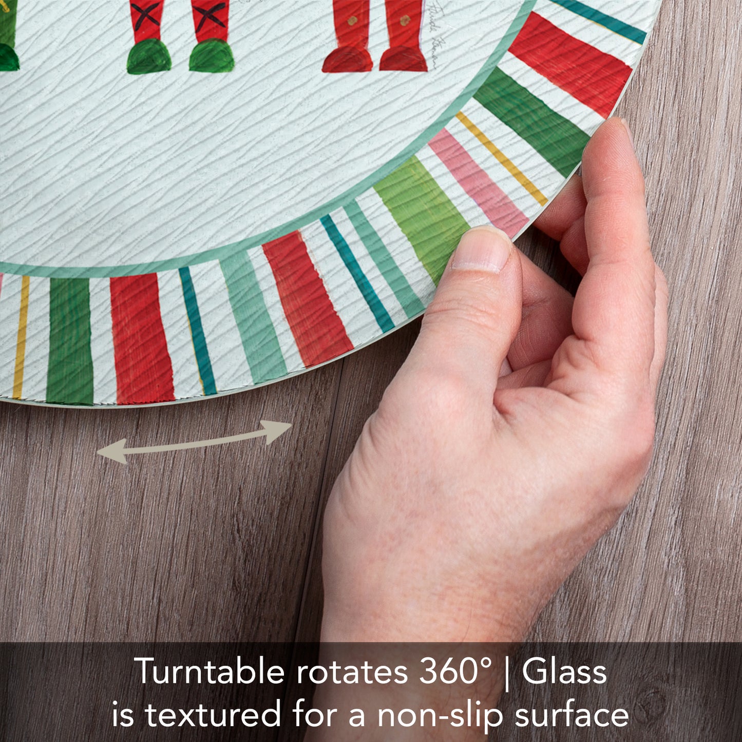 CounterArt Nutcrackers 4mm Tempered Glass Lazy Susan Turntable 13" Diameter