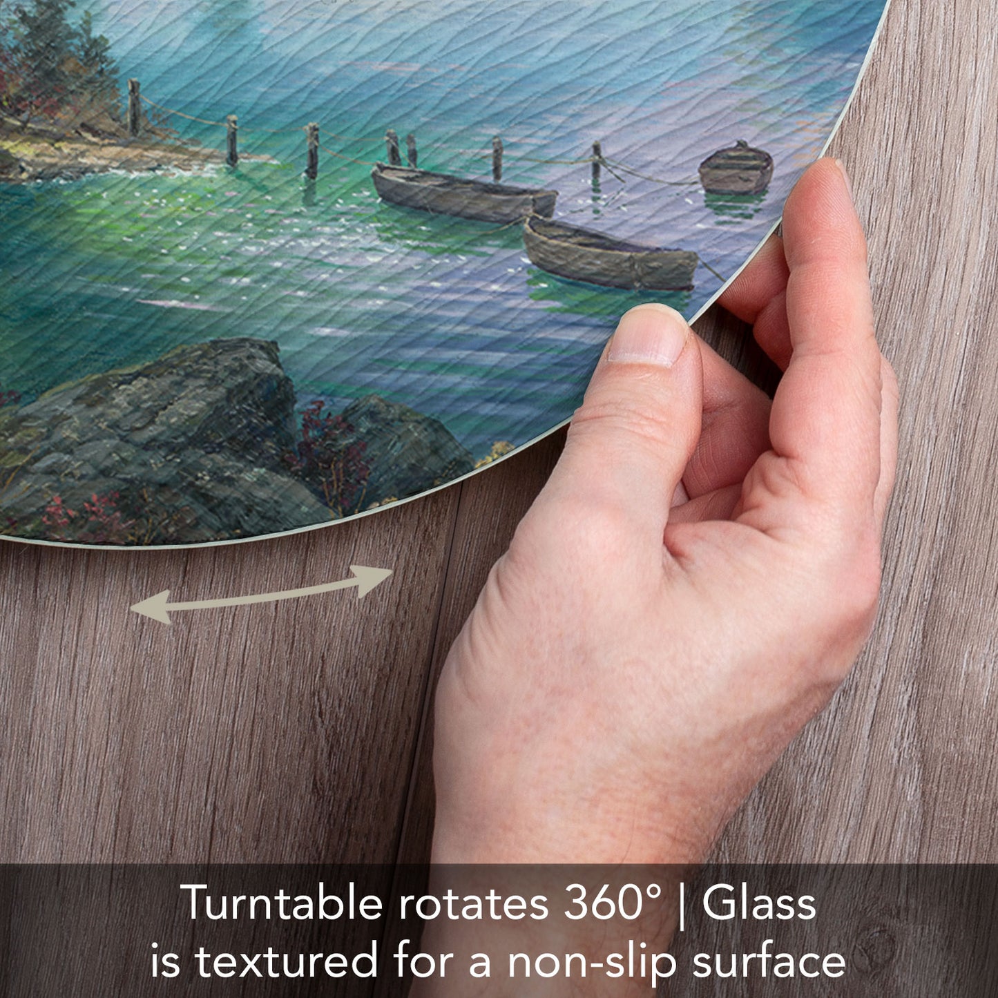 CounterArt Mountain Retreat 4mm Tempered Glass Lazy Susan Turntable 13" Diameter