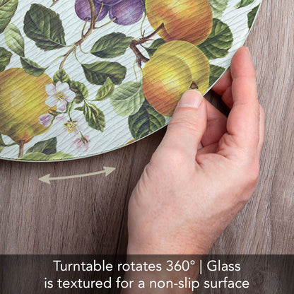 CounterArt Fruit Blossoms 4mm Tempered Glass Lazy Susan Turntable 13" Diameter