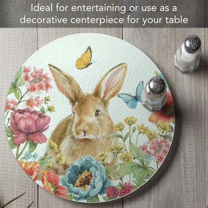 CounterArt Garden Bunny 4mm Tempered Glass Lazy Susan Turntable 13" Diameter
