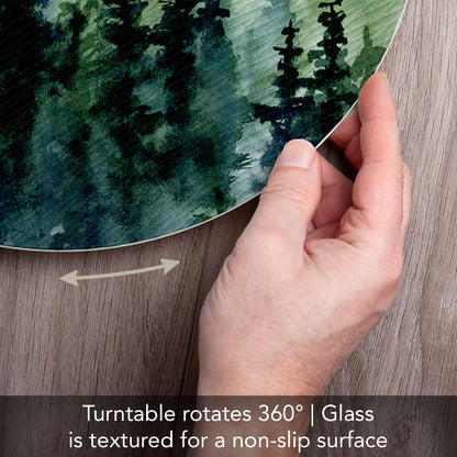 CounterArt Misty Tree Line View 4mm Tempered Glass Lazy Susan Turntable 13" Diameter