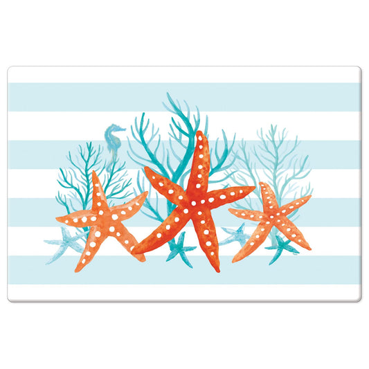 Counterart Starfish Stripe 30” x 20” Decorative Vinyl Comfort Floor Mat Manufactured in The USA, Waterproof, Reduces Muscle Fatigue, Easy to Clean