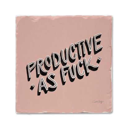 Thirstystone Productive Single Tumbled Tile Stone Coaster with Protective Cork Backing Manufactured in The USA 4" Square, Colorful, Artistiic, Easily Wipes Clean