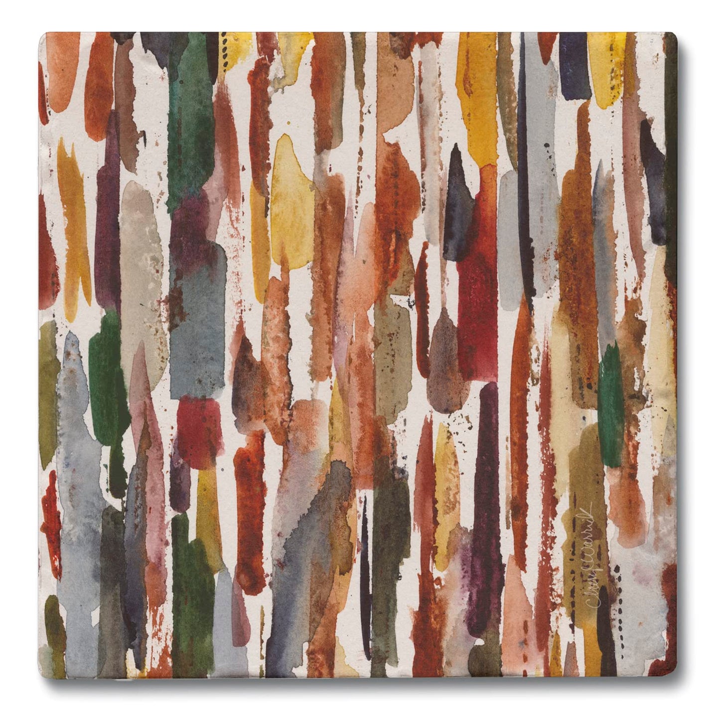 Thirstystone Strata 4 Pack Tumbled Tile Stone Coasters 4" Square Manufactured in the USA