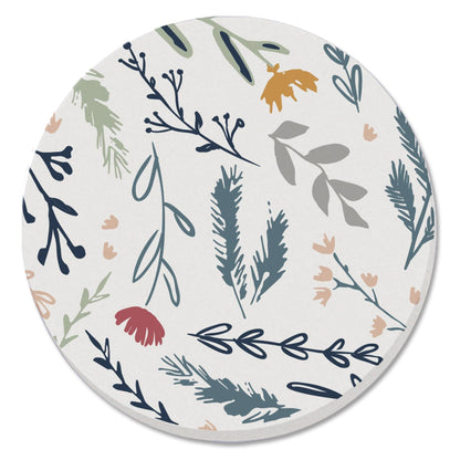 Thirstystone Floral Sketch Single Round Absorbent Stone Coaster with Protective Cork Backing Manufactured in The USA 4" Diameter