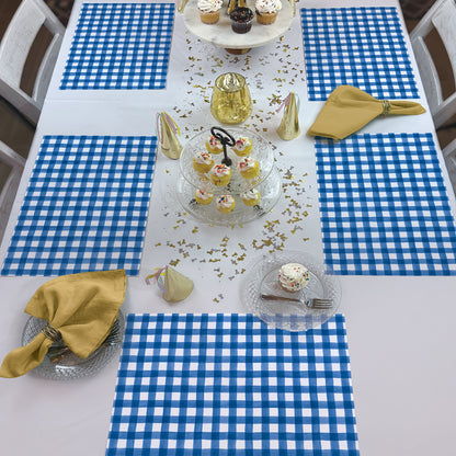 CounterArt Blue Gingham 24 Premium Paper Placemats in Resealable Poly-Bag Made in The USA 17" x 11"