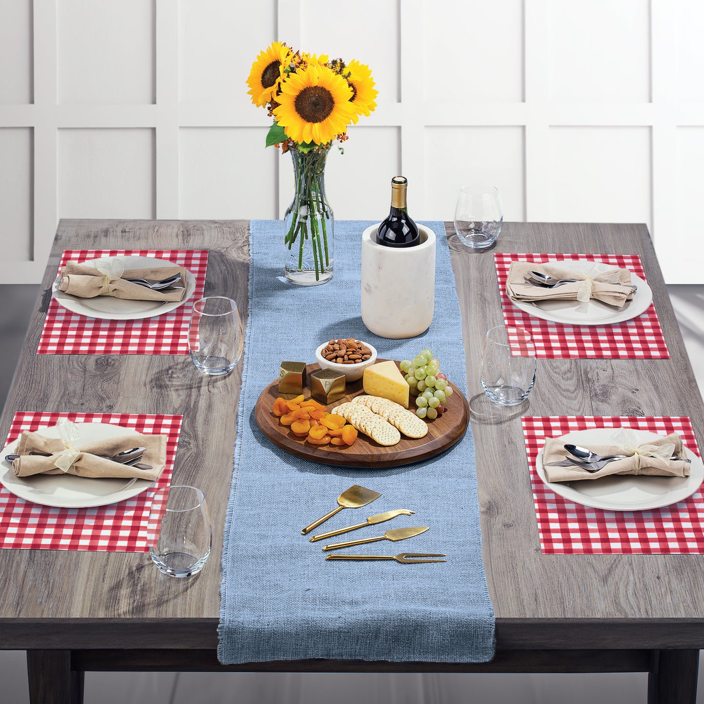 CounterArt Red Gingham 24 Premium Paper Placemats in Resealable Poly-Bag Made in The USA 17" x 11"