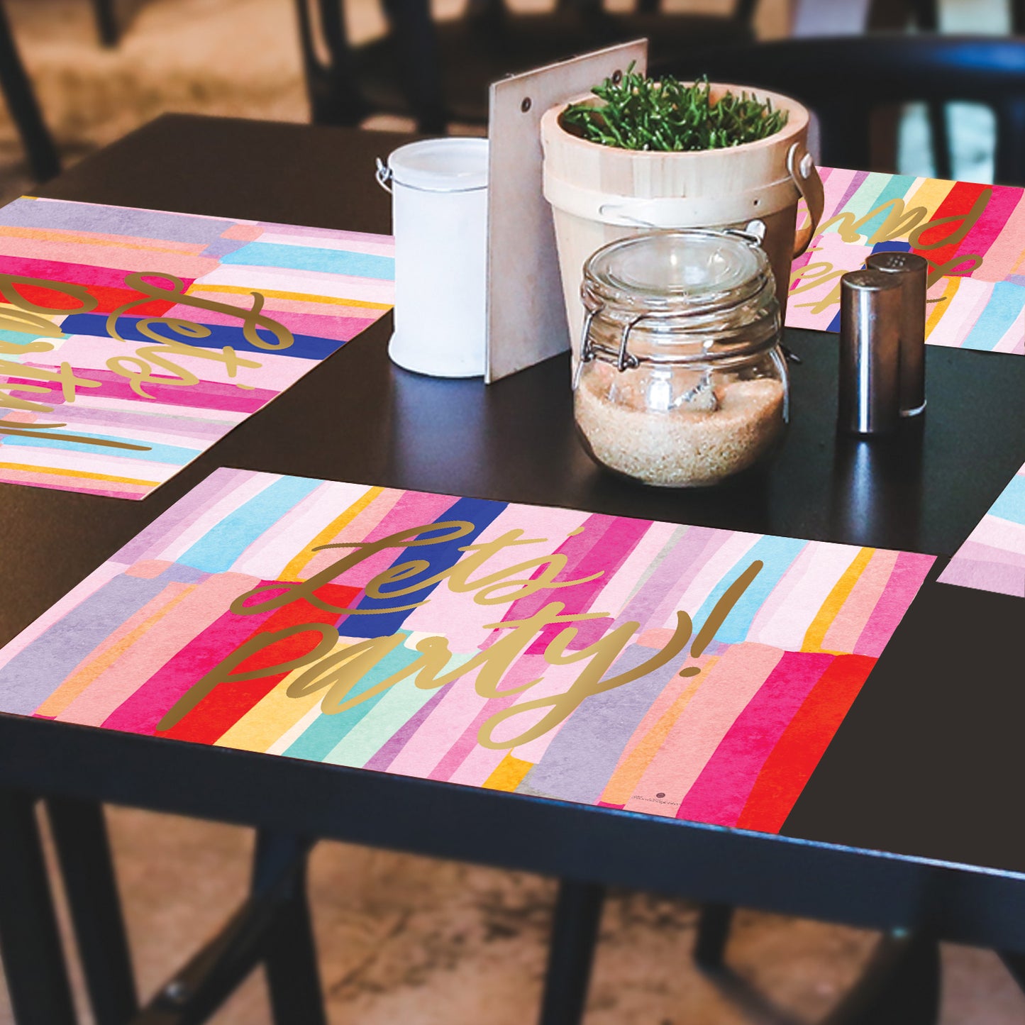 CounterArt Let's Party 24 Premium Paper Placemats in Resealable Storage Bag Made in The USA 17" x 11"