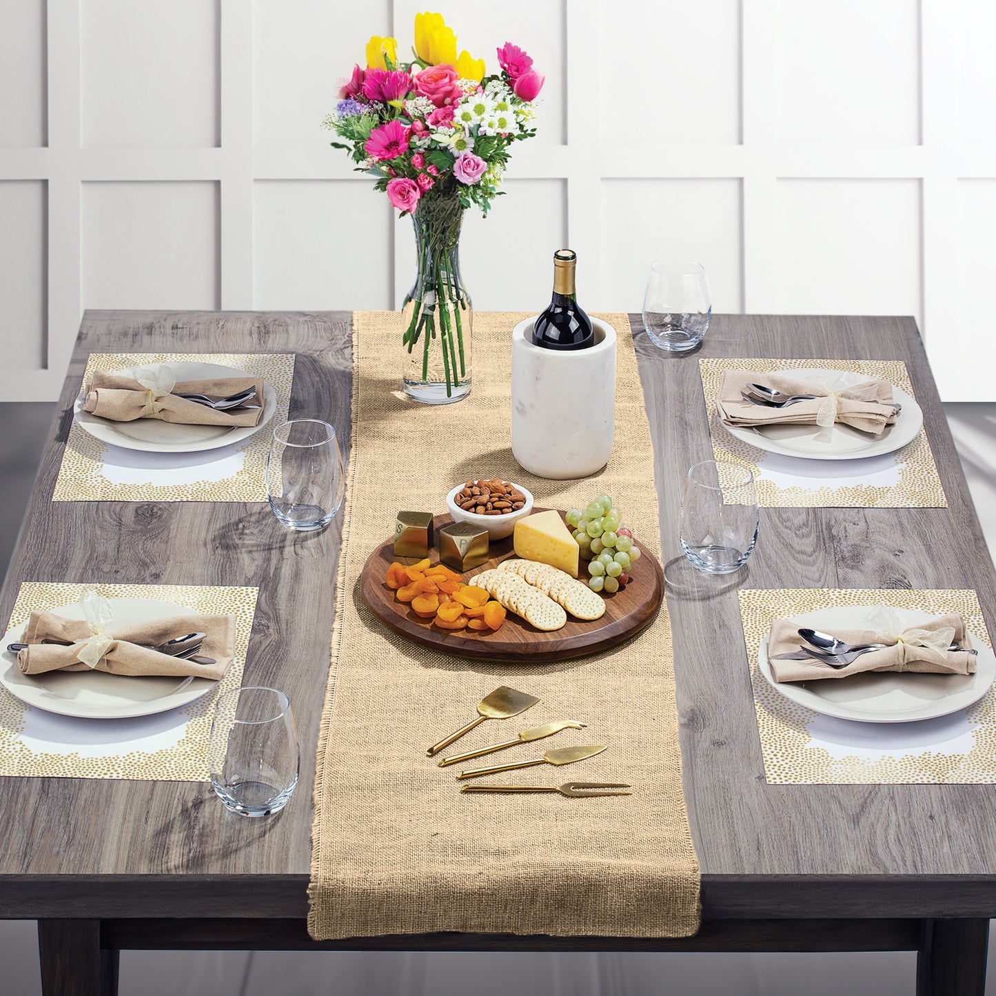 CounterArt Gold Confetti 24 Premium Paper Placemats in Resealable Storage Bag Made in The USA 17" x 11"