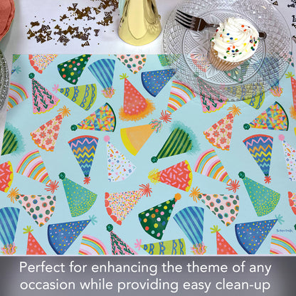 CounterArt Party Hats 24 Premium Paper Placemats in Resealable Storage Bag Made in The USA 17" x 11"