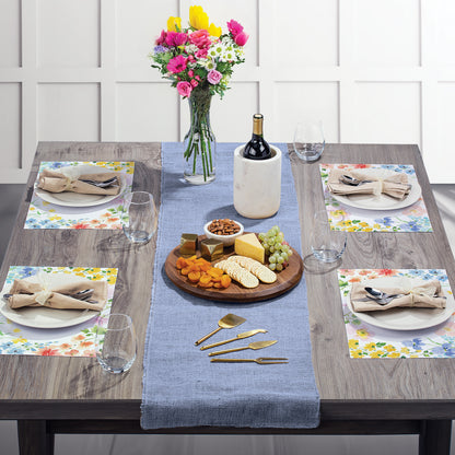 CounterArt Watercolor Florals 24 Premium Paper Placemats in Resealable Storage Bag Made in The USA 17" x 11"
