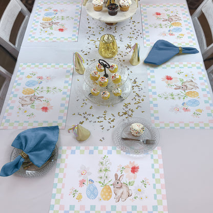 CounterArt Bunny Checkerboard 24 Premium Paper Placemats in Resealable Poly-Bag Made in The USA