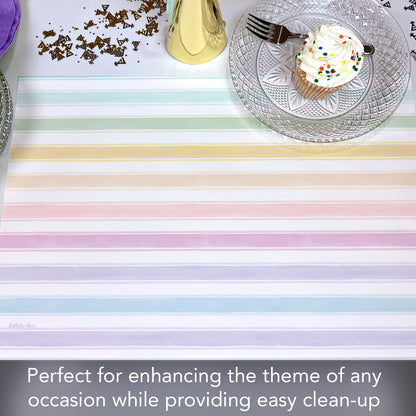 CounterArt Spring Stripes 24 Premium Paper Placemats in Resealable Poly-Bag Made in The USA 17" x 11"