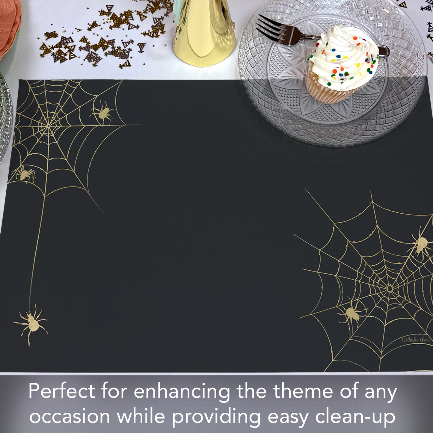 CounterArt Spiderwebs 24 Premium Paper Placemats in Resealable Storage Bag Made in The USA