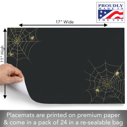 CounterArt Spiderwebs 24 Premium Paper Placemats in Resealable Storage Bag Made in The USA