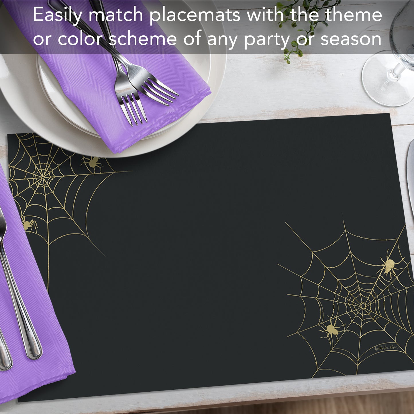 CounterArt Spiderwebs 24 Premium Paper Placemats in Resealable Storage Bag Made in The USA